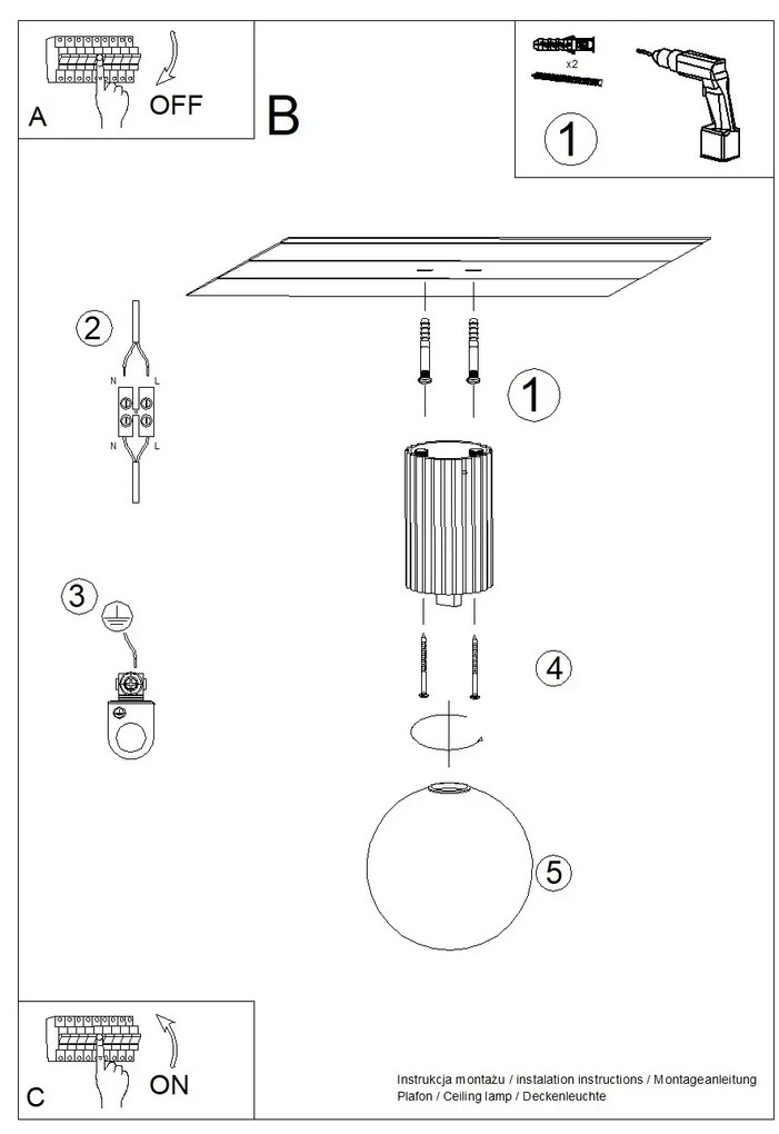 Plafon HALO biały IP44 ryflowany SOLLUX LIGHTING