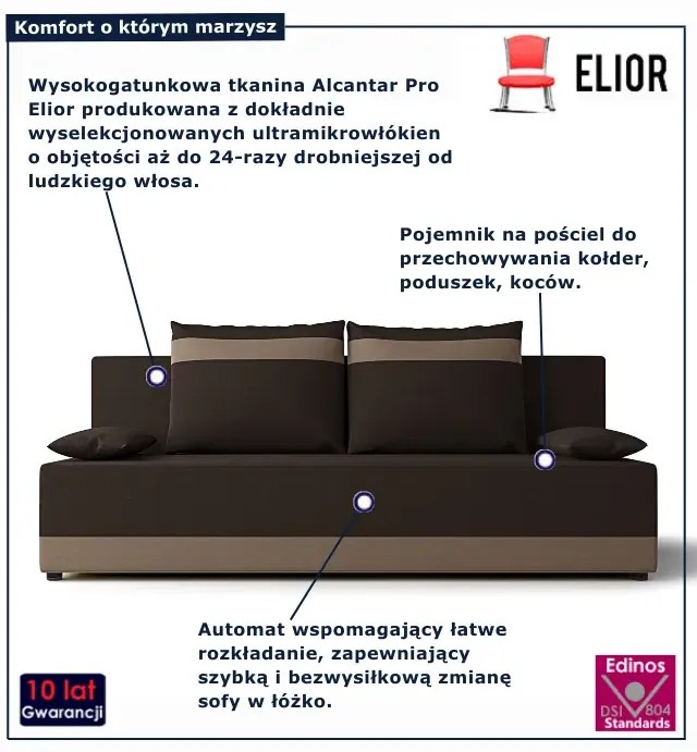 Brązowa nowoczesna sofa rozkładana F9-T86