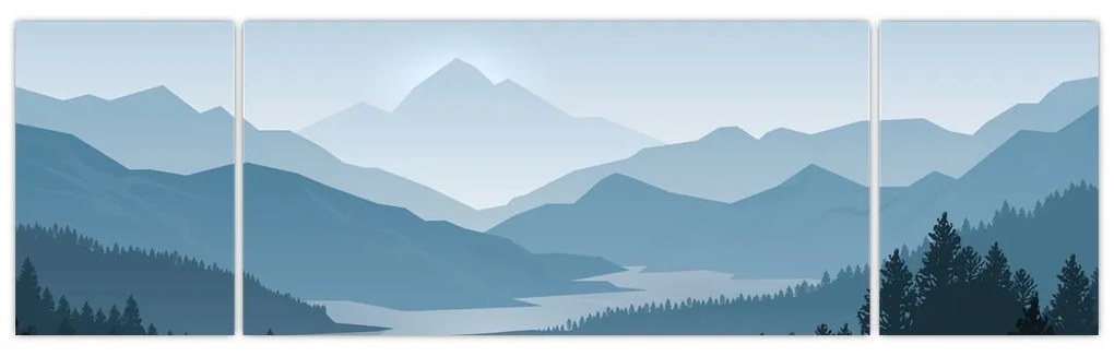Obraz - Góry oczami grafika (170x50 cm)