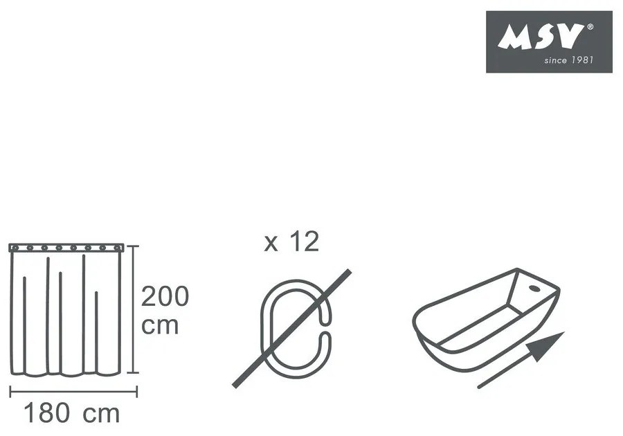 Zasłona prysznicowa 180x200 cm – MSV