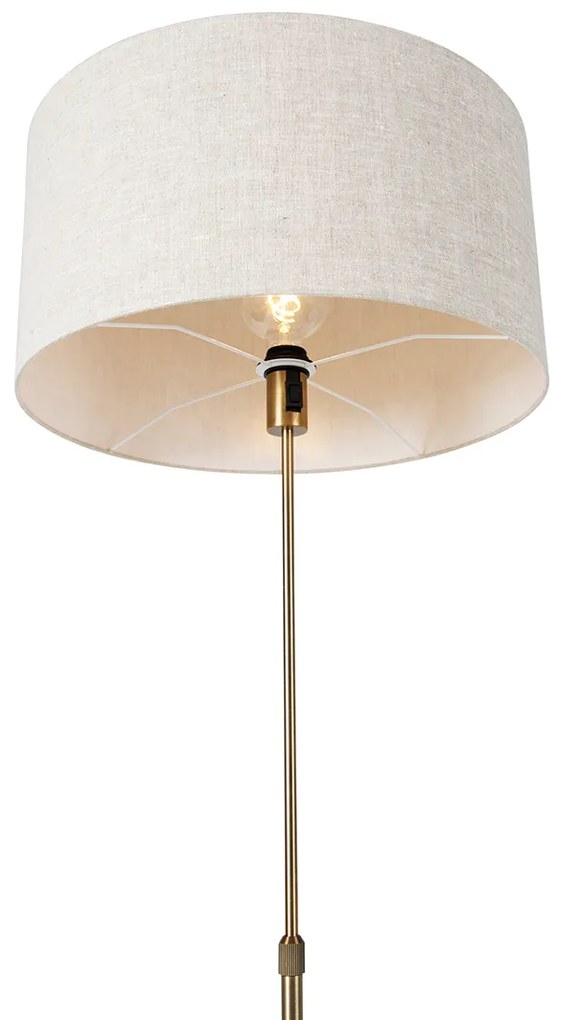 Lampa stojąca regulowana brązowa z abażurem w kolorze jasnoszarym 50 cm - ParteDesignerski Oswietlenie wewnetrzne
