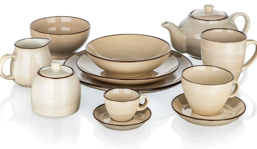 Zestaw 6 filiżanek z spodkami Palas 290 ml, kremowy