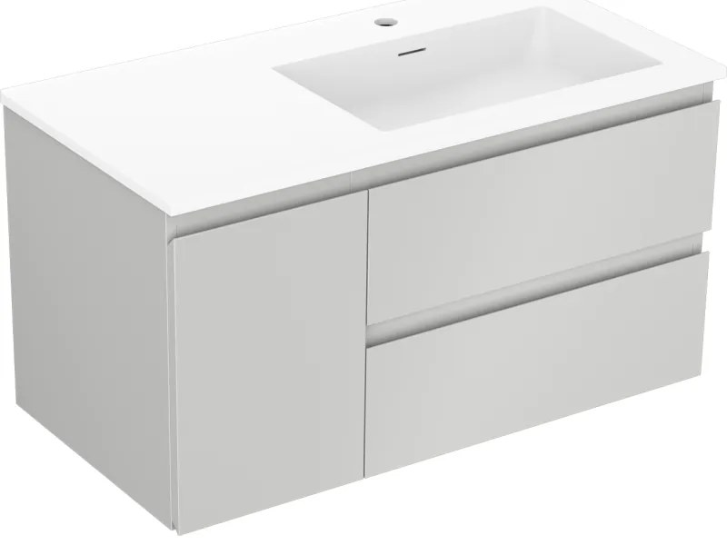 Mexen Orio szafka łazienkowa 90 cm z umywalką Otis prawą, 2S, 1D, szara mat/biała mat - 91A13-09047-3-BBFFF62-W18P01