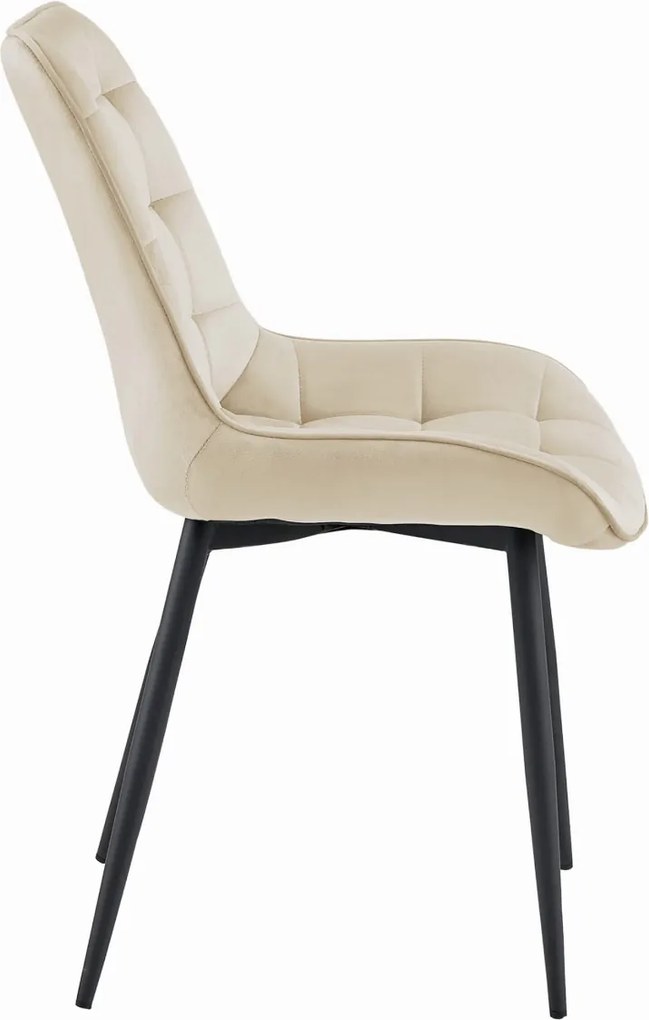PROMOCJA Beżowe aksamitne krzesło BERA z czarnymi nogami II. gatunek