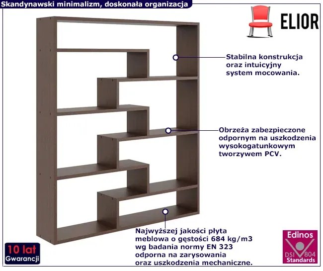 Minimalistyczny regał wiszący lub stojący w kolorze wenge - Esol