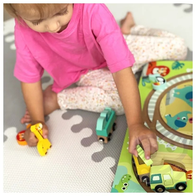 Tooky toy drewniany pociąg kolejka zoo ciuchcia na magnes tor w walizce