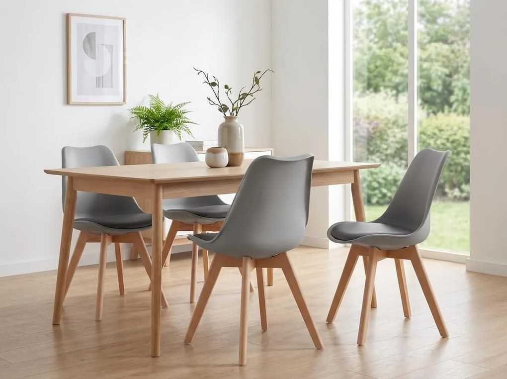 Szare krzesło BALI MARK z bukowymi nogami, ciemnoszare siedzisko