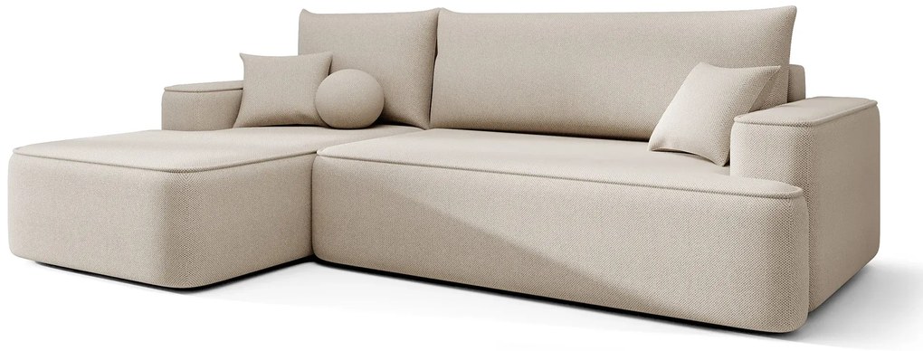 Jasnobeżowy narożnik rozkładany z pojemnikiem K6-M87