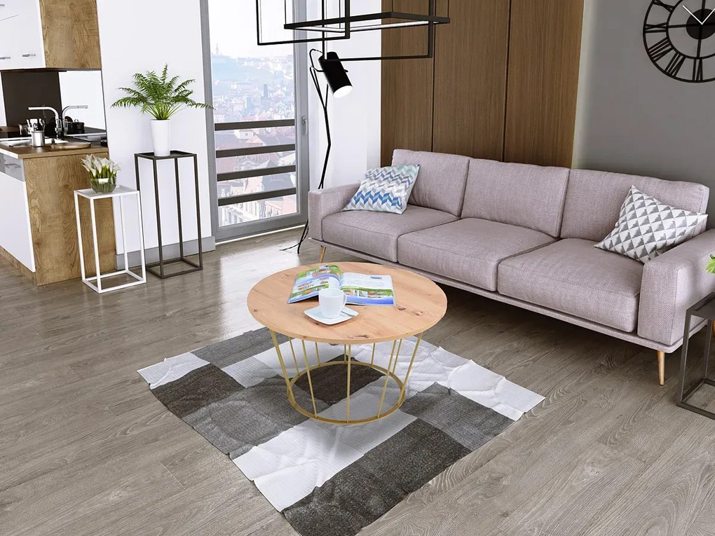 Industrialny stolik kawowy dąb artisan - Melbro 3X