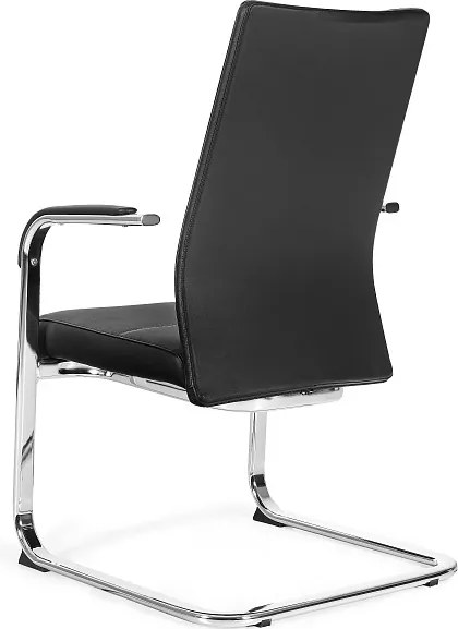 Krzesło biurowe na płozach Trent S, czarna ekoskóra