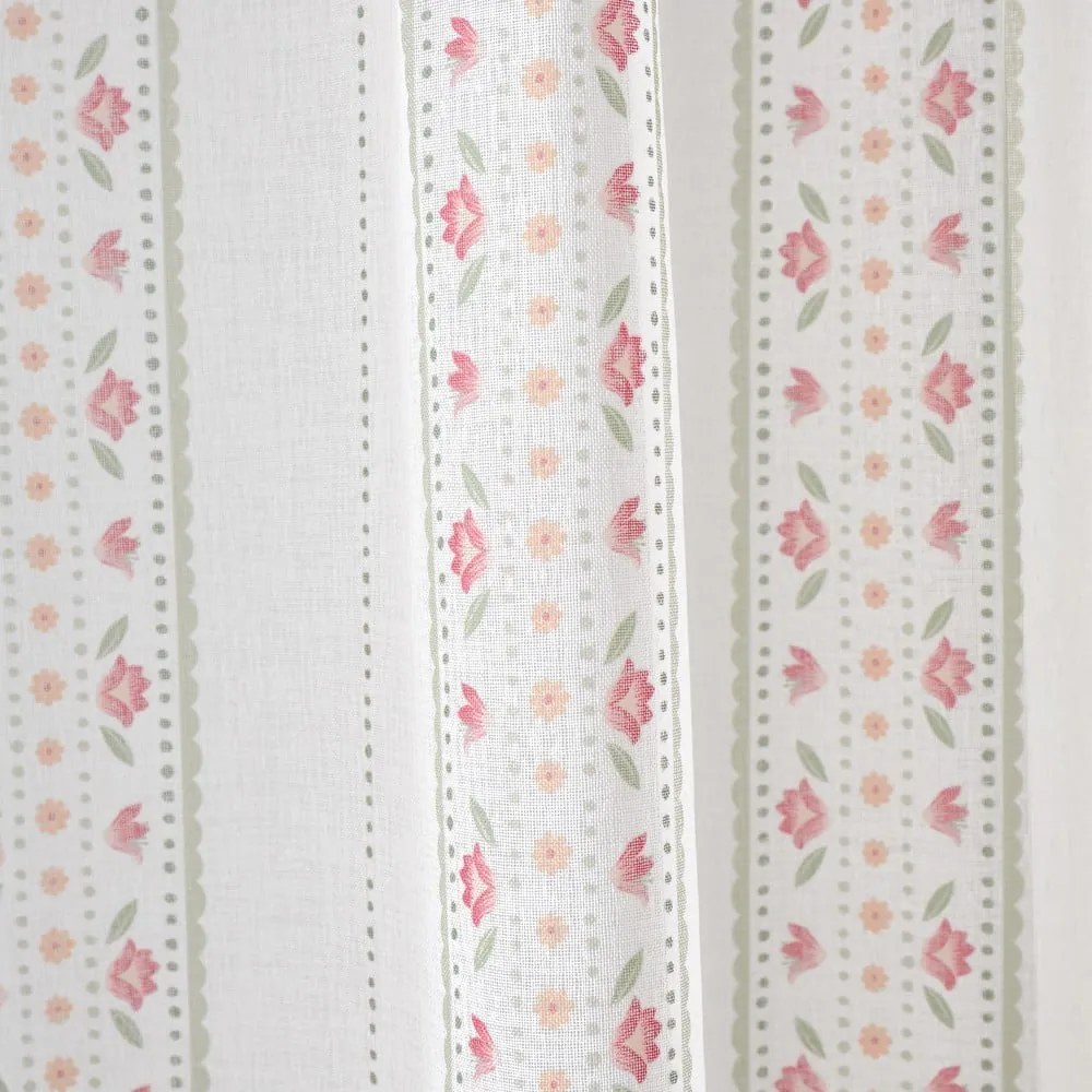Biała/różowa firanka 140x229 cm Floral Stripe – Catherine Lansfield