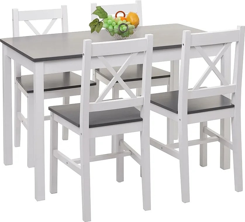 Zestaw do jadalni MCW-F77 (5-częściowy),  biało-szary