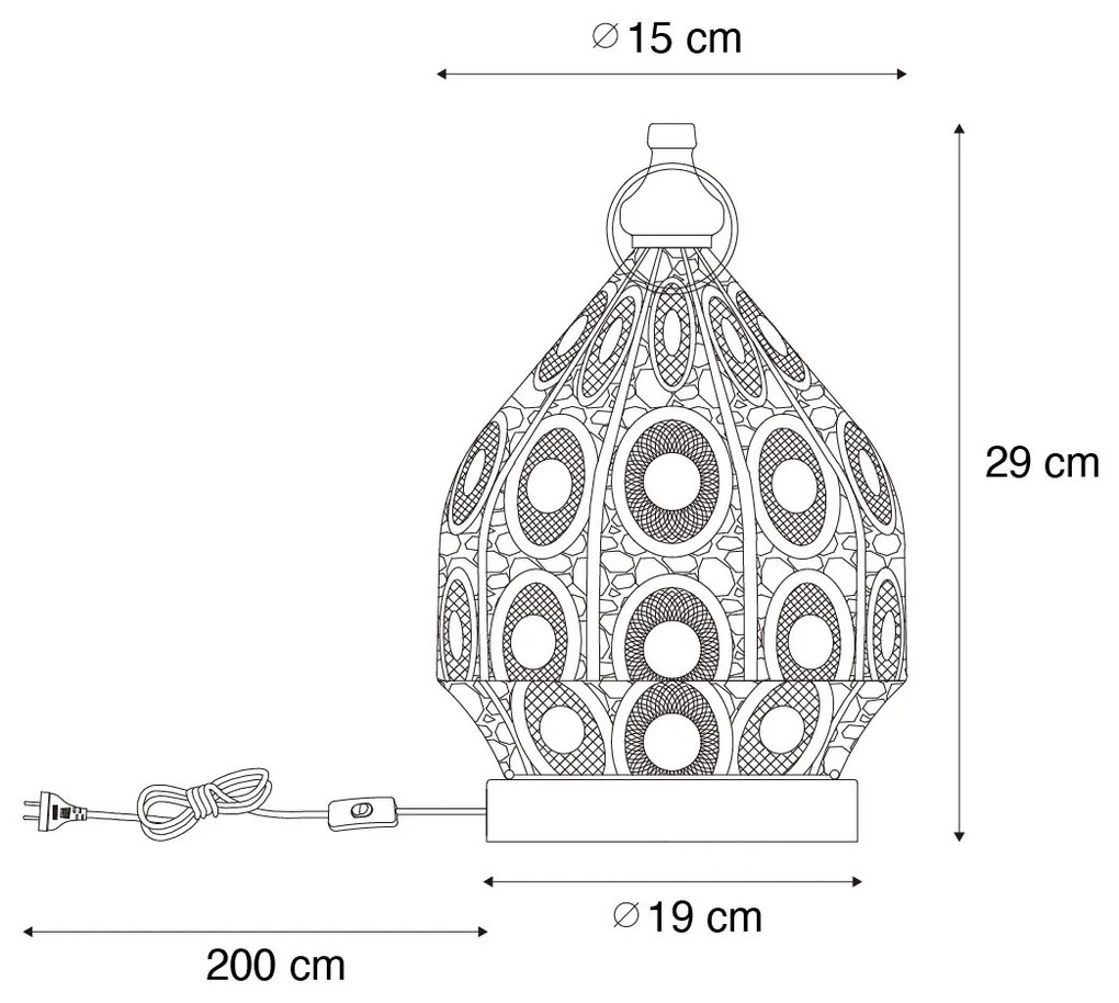 Orientalna lampa stołowa złota 19 cm - Mowgli