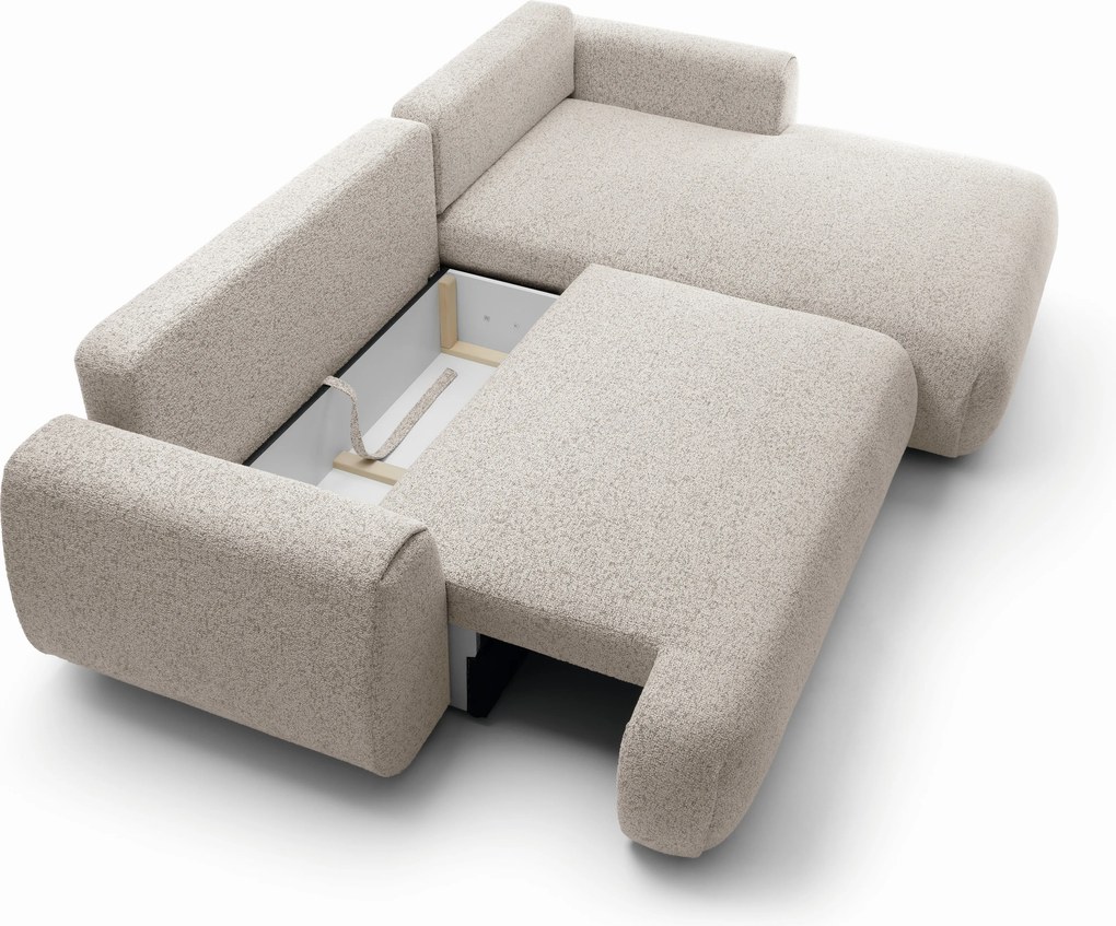 Masseno Narożnik ZEST z funkcją spania i pojemnikiem na pościel Narozniki L, Rozkładana sofa - Szary, PUENTE 09