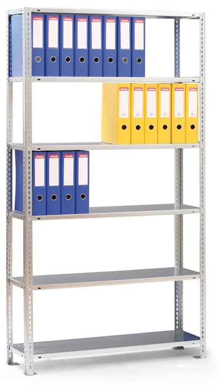 Regał na segregatory COMPACT, szary, 7 półek, 2200x1000x300 mm, podstawowy