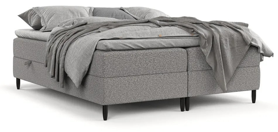 Szare łóżko boxspring ze schowkiem 160x200 cm Malte – Maison de Rêve