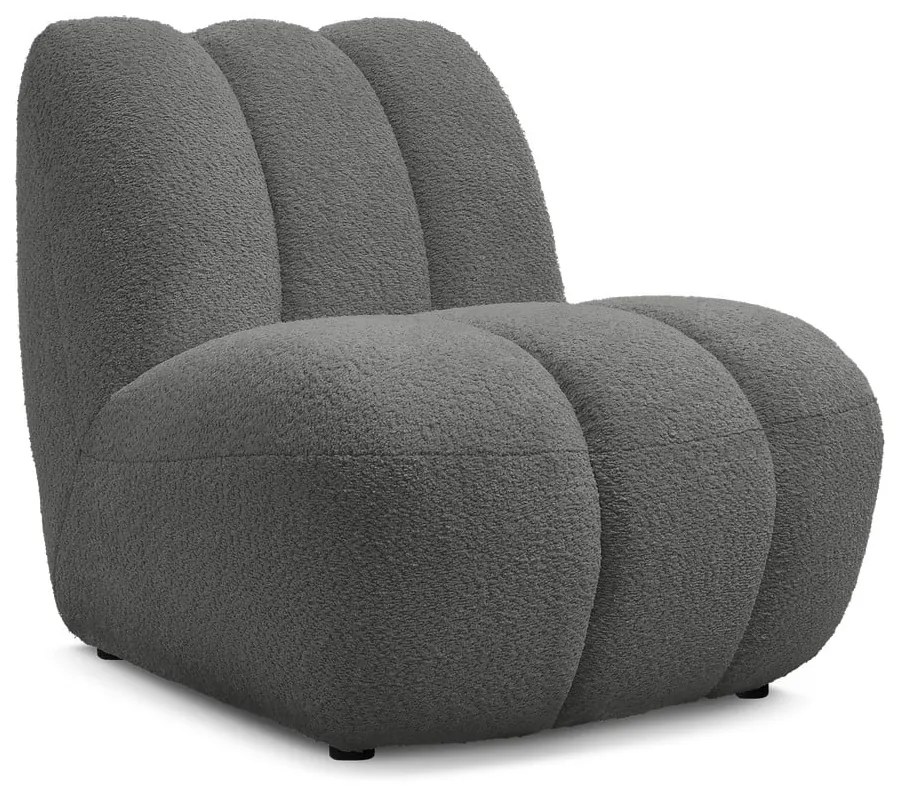 Ciemnoszary fotel z materiału bouclé Janissaire – Bobochic Paris