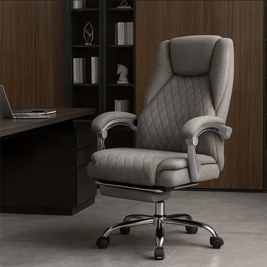 Szary fotel tapicerowany z funkcją masażu - Plix 3X