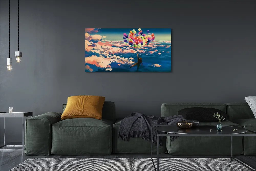 Obraz drukowany na płótnie Balony na Niebie z Chmurami