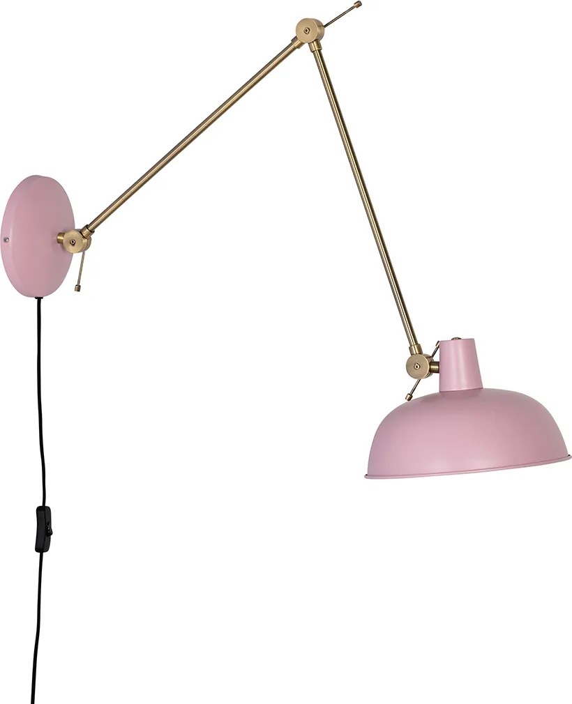 Retro Lampa ścienna różowa z brązem - Milou