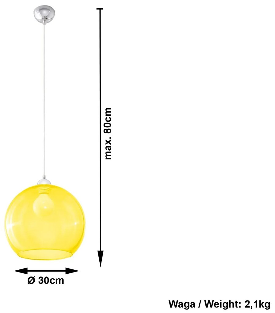 Szklana lampa wisząca kula LED E830-Bals - żółty