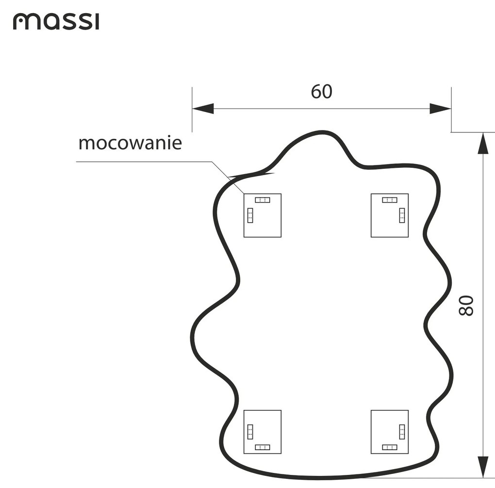 Lustro dekoracyjne w kształcie chmurki oszlifowane podświetlane CLOUD LED | Różne rozmiary : Kolor tafli szkła - Brąz, Rozmiar - 60 x 80 cm