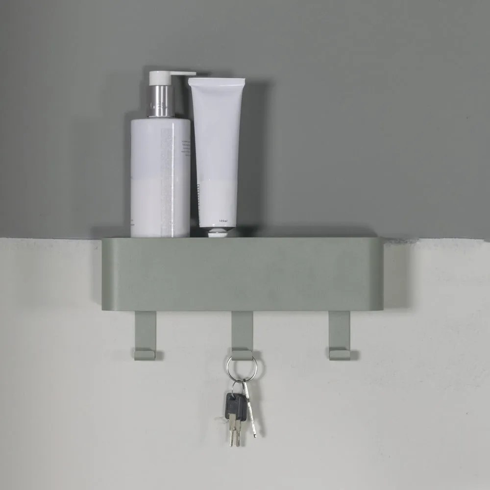 Szarozielony metalowy wieszak ścienny z półką 27 cm Dax Play – Spinder Design