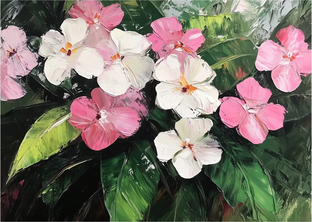 Obraz - Różowe i białe kwiaty (70x50 cm)