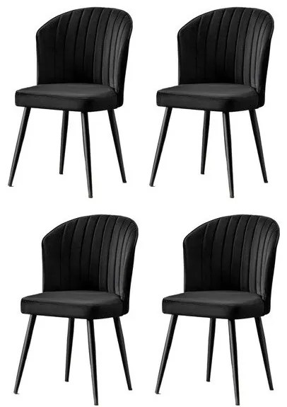 Zestaw krzeseł do jadalni Rubi Black and Black, 4 szt.