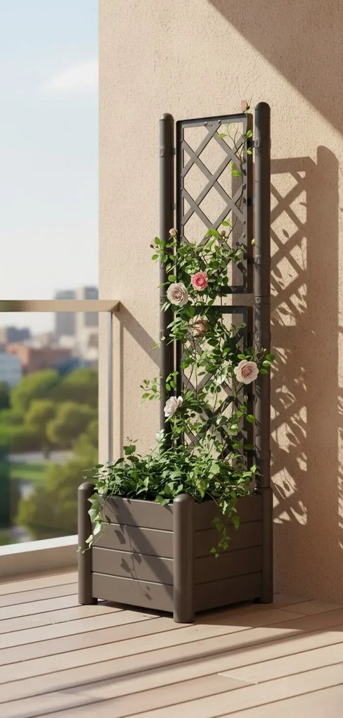 Antracytowa donica ogrodowa z kratką W0-S35