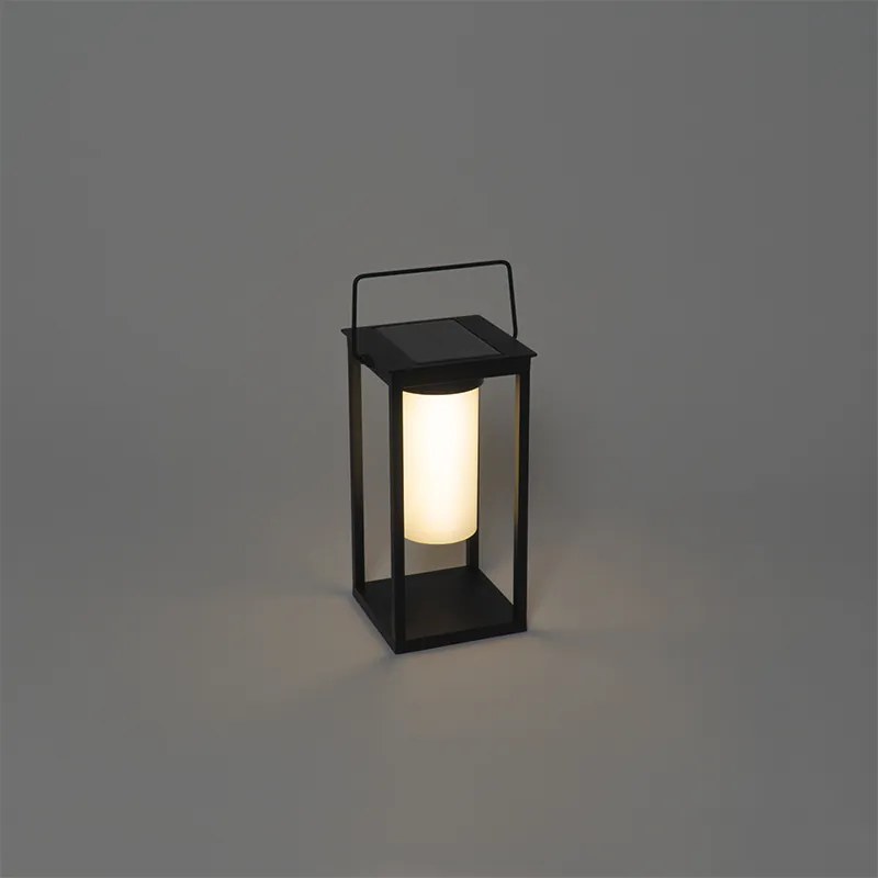 Nowoczesna lampa zewnętrzna czarna z LED i ściemniaczem solarnym - Denlu