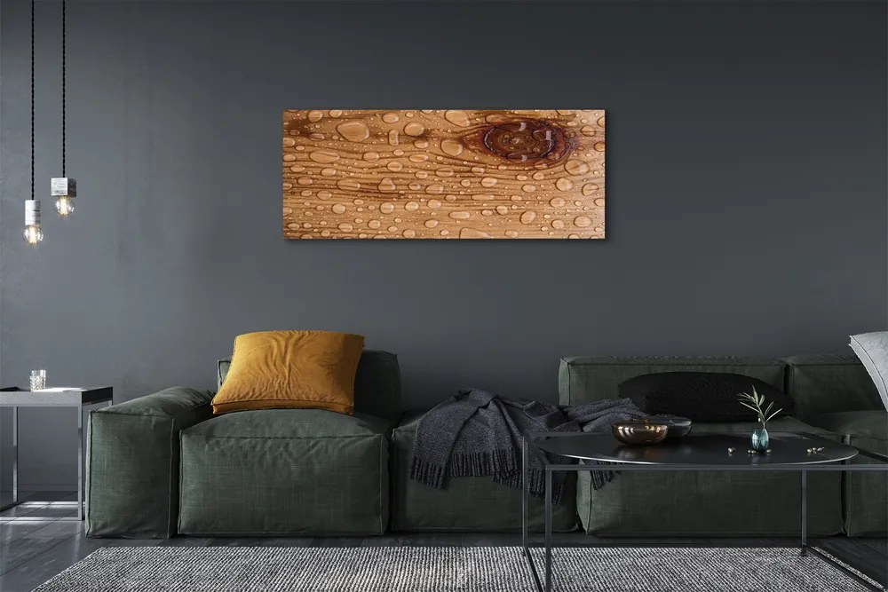 Obraz canvas na ścianę Krople na Naturalnym Drewnie