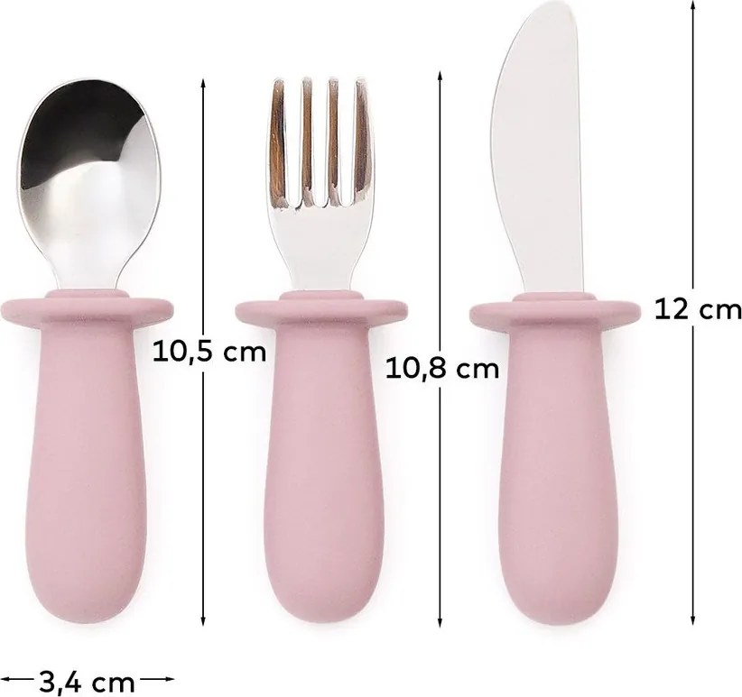 Różowe plastikowo-silikonowe sztućce dla dzieci 3 szt. Lili – Kave Home