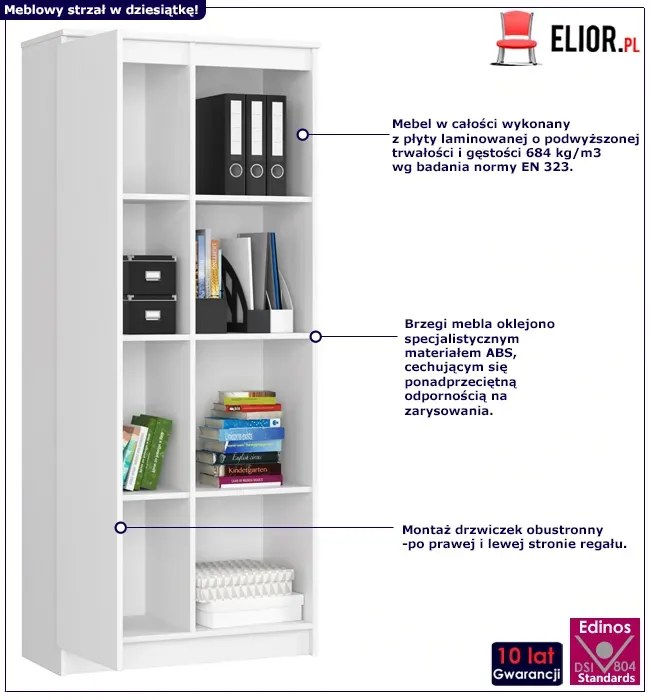 Biały regał na książki z drzwiczkami - Cersal 3X