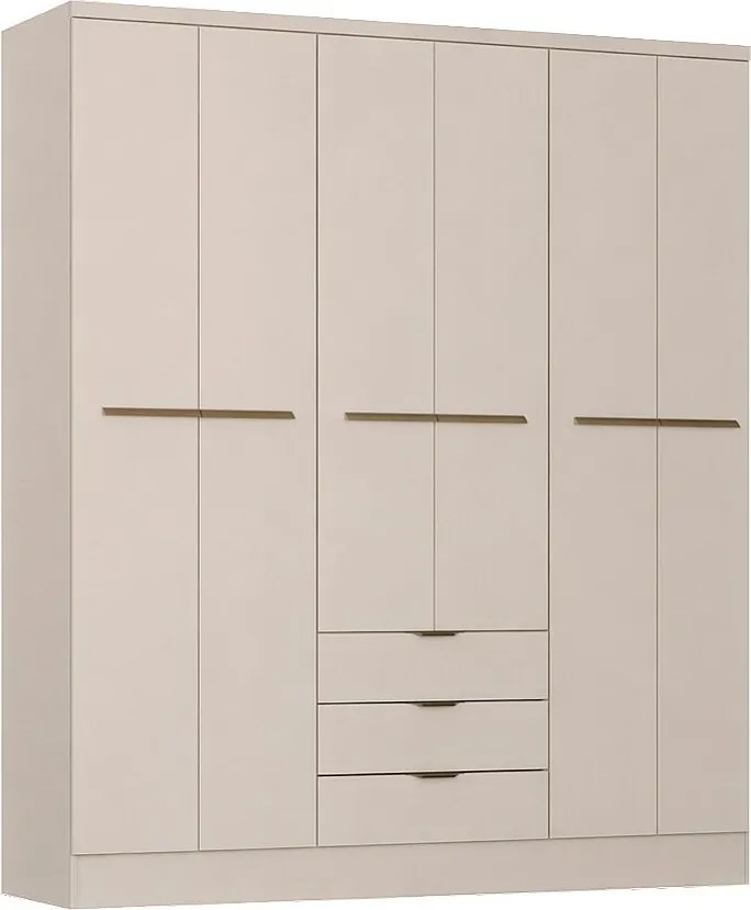 Szafa 6-drzwiowa z 3 szufladami - L180 cm - Beżowa – PEROLI