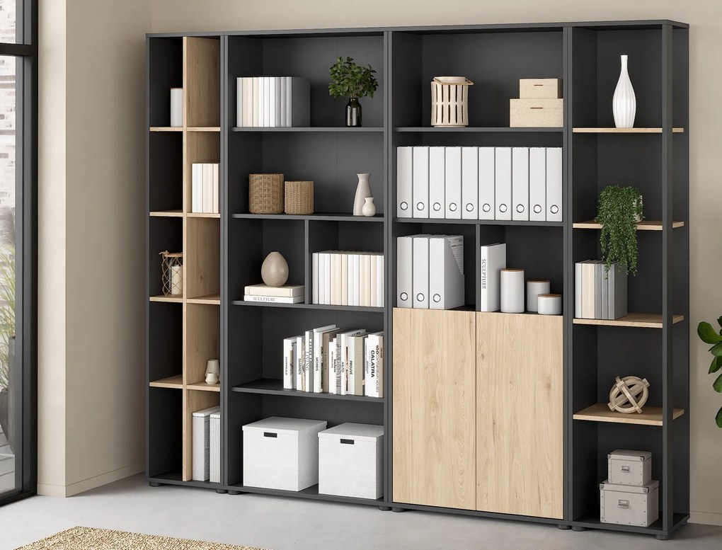 Zestaw mebli do biura loft Sign jackson hickory/szary mat