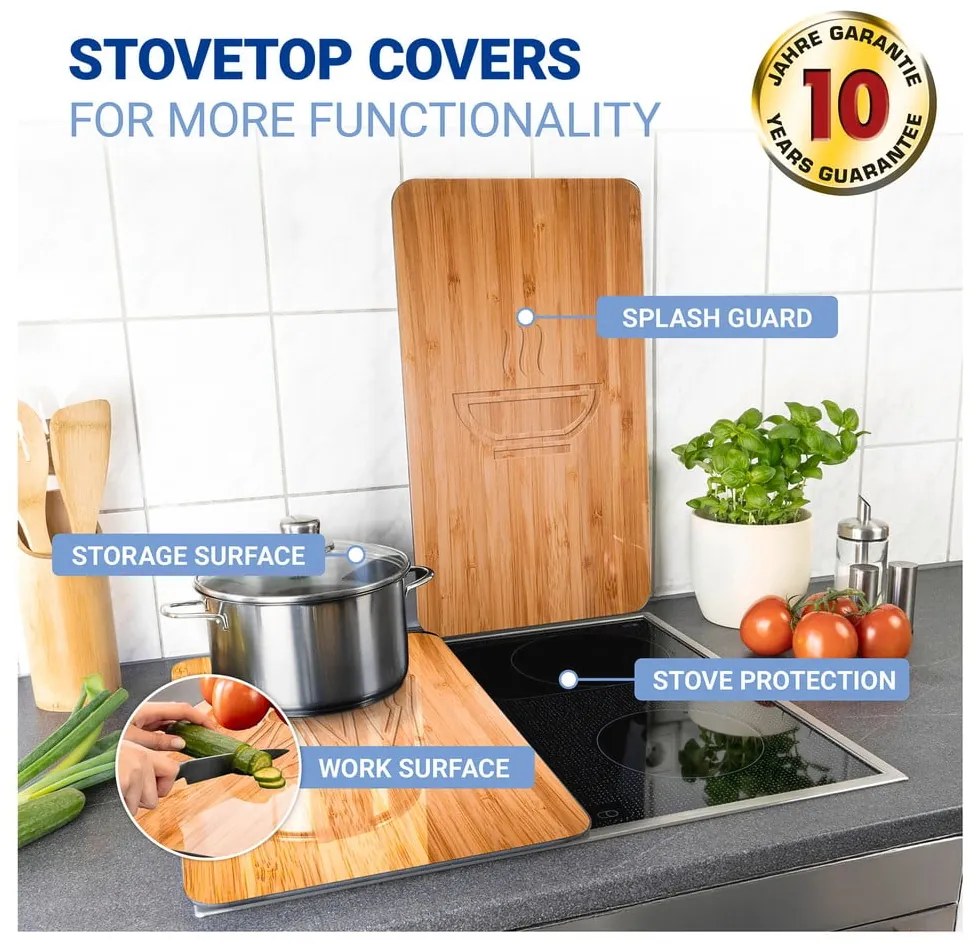 Zestaw 2 szklanych płyt ochronnych na kuchenkę Wenko Lunch, 52x30 cm