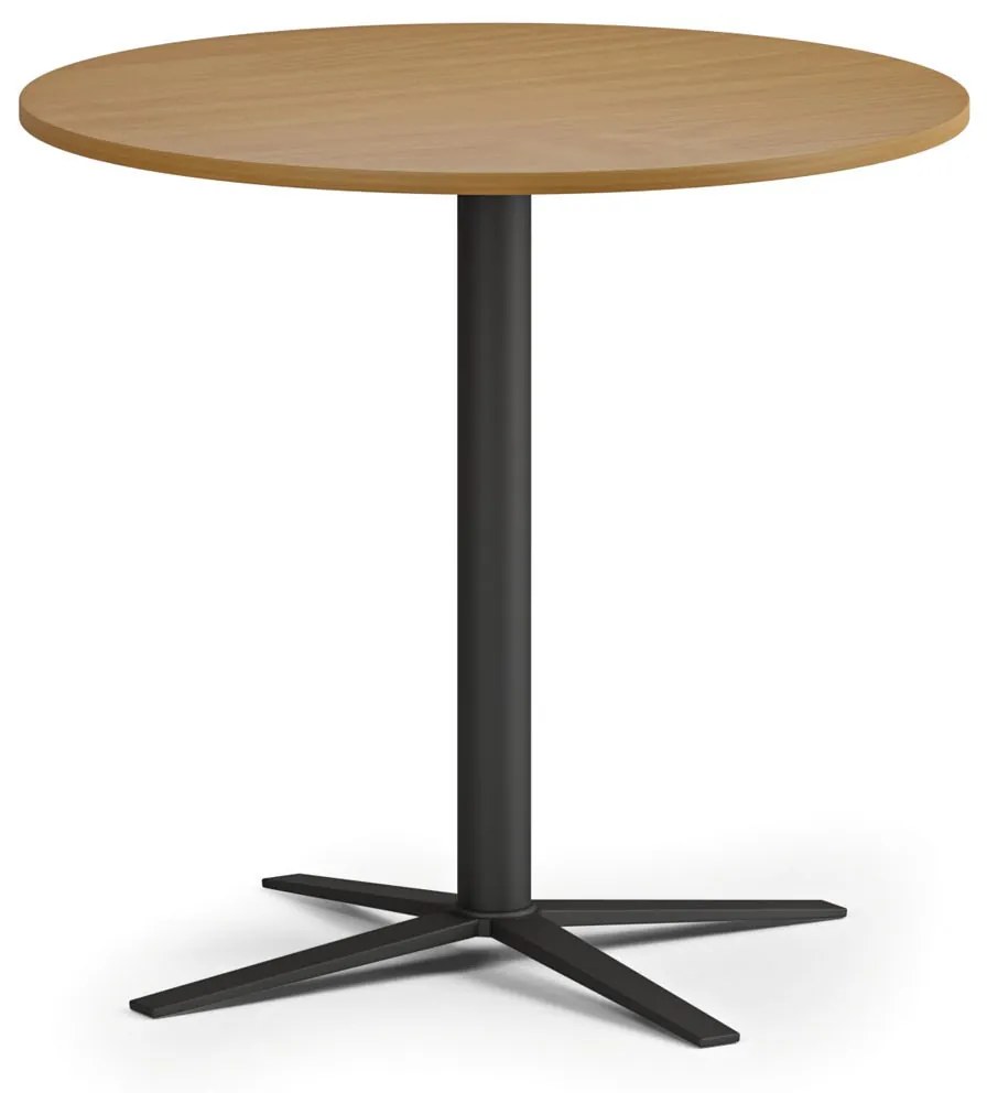 Stolik kawowy AURA, średnica 80 cm, czarna podstawa, buk