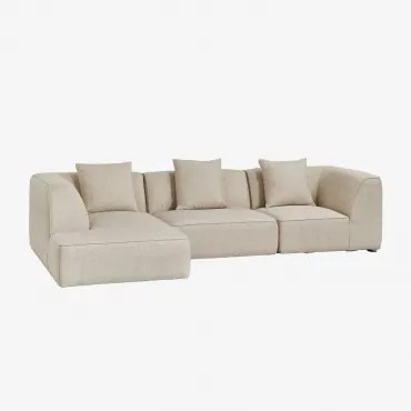 Sofa Modułowa Cardea Tapicerowana 3-częściowa Lewostronna Z Leżanką Tkanina Bouclé W Kolorze Kremowo-beżowym - Sklum