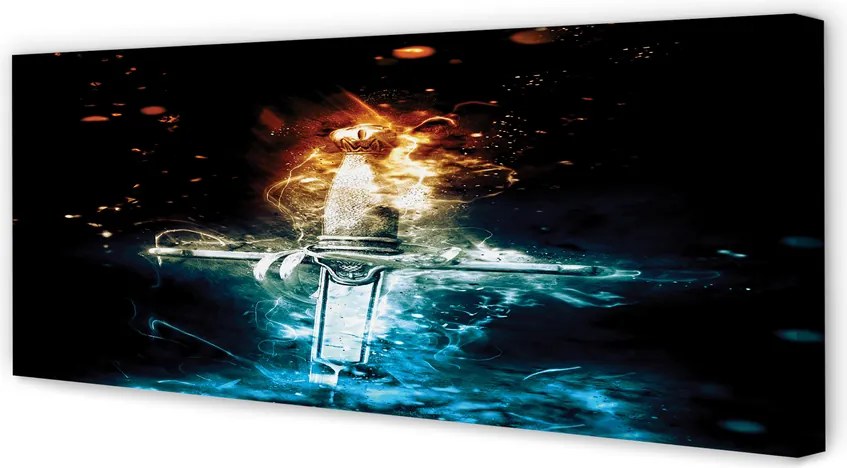 Zdjęcie na płótnie Miecz w Kolorowych Dymach