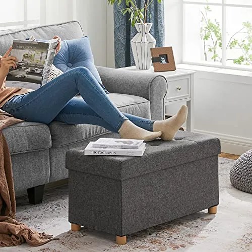 Taboretka z miejscem do przechowywania na nóżkach OTO, 76x38x40cm, antracyt SongmicsHome