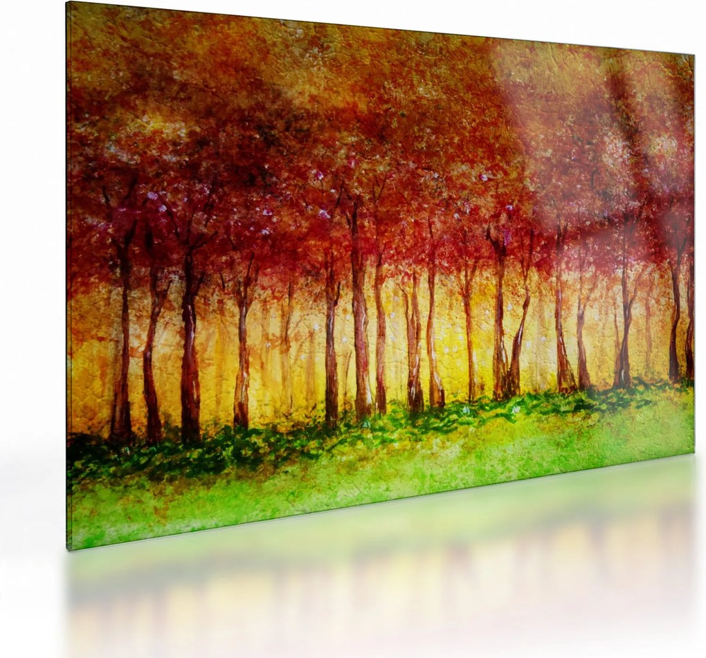 Obraz na szkle - Malowanie lasu liściastego (70x50 cm)