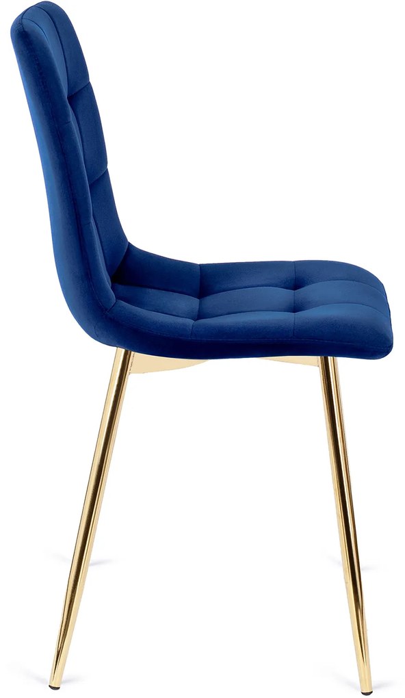 Krzesło Tapicerowane do Salonu YORK Granatowe Welurowe Nowoczesne Glamour