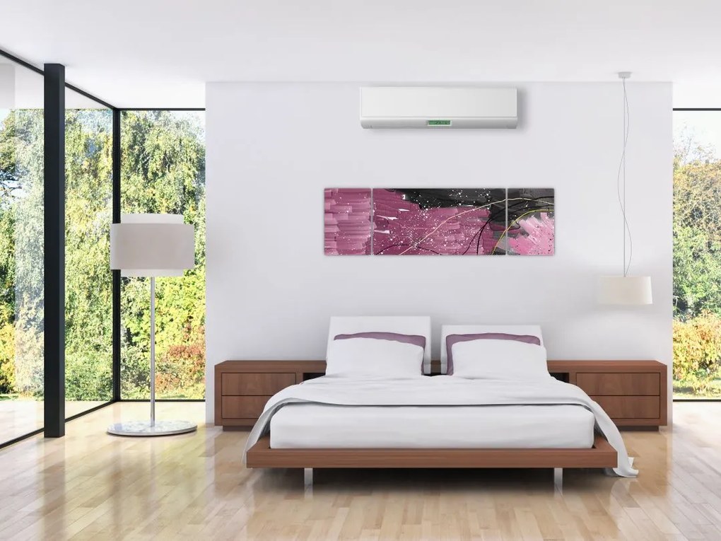 Obraz - Różowo - czarna abstrakcja (170x50 cm)