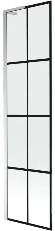 Mexen Next L parawan nawannowy 1-skrzydłowy 50 x 150 cm, czarna kratka, chrom - 895-050-000-03-77-01