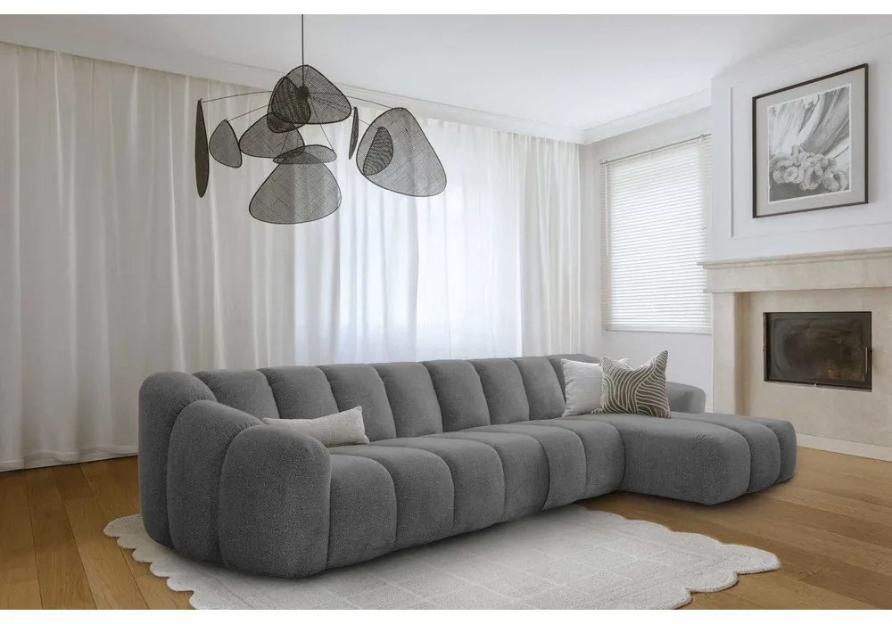 Szary narożnik (prawostronny/z szezlongiem) Shell – Miuform