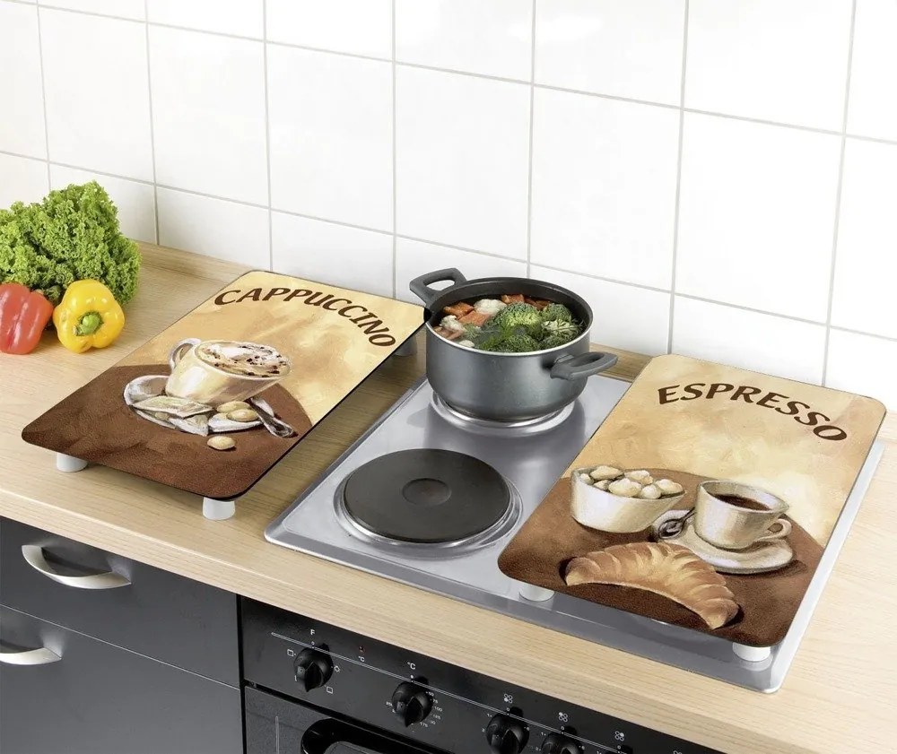 Szklane płyty ochronne COFFEE na kuchenkę – 2 sztuki, WENKO