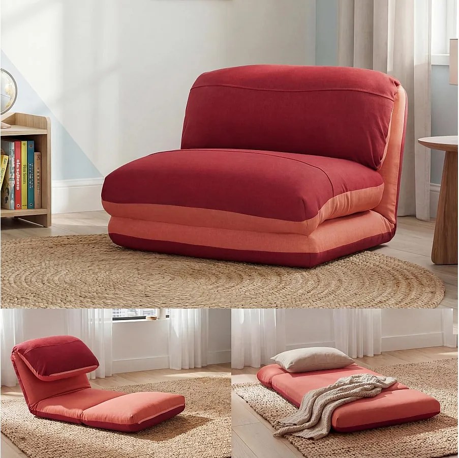 Fotel rozkładany MCW-E68,  pomarańczowy/ciemnoczerwony