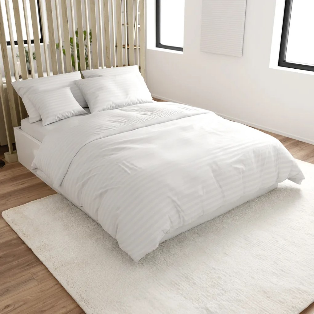 PrzytulneMieszkanie.pl PrzytulneMieszkanie.pl Hotelowa pościel z mikrofibry JASMINE biała - pasek 2 cm, hotelowa kieszeń Rozmiar pościeli: 70 x 90 cm | 140 x 220 cm