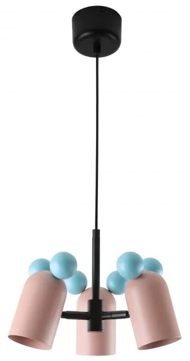 Jasnoniebiesko-różowa lampa wisząca z metalowym kloszem Mouse II – GTV